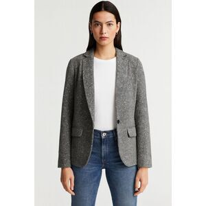 Abercrombie & Fitch Textured Grey Wool-Blend Tweed Blazer Size 8